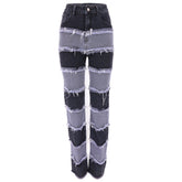 Pantalon large taille haute moulant à coutures haute élasticité Pantalon en jean
